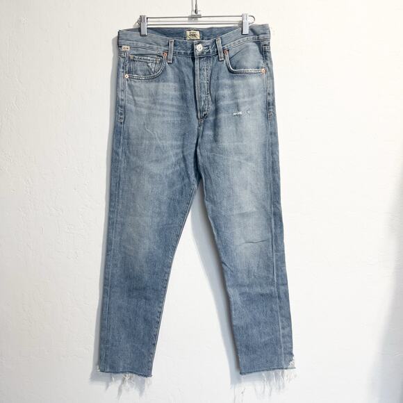 Citizens of Humanity Denim Jeans Sz 28 Liya High Rise Classic Crop Medium Wash - Picture 1 of 13